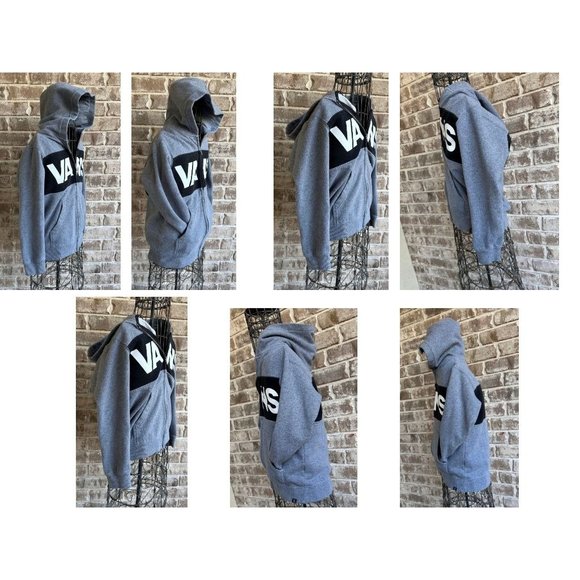 Vans Off The  Wall Hoodie Unisex Small Gray Sweatshirt Skakeboard Zip Po… - Picture 7 of 12